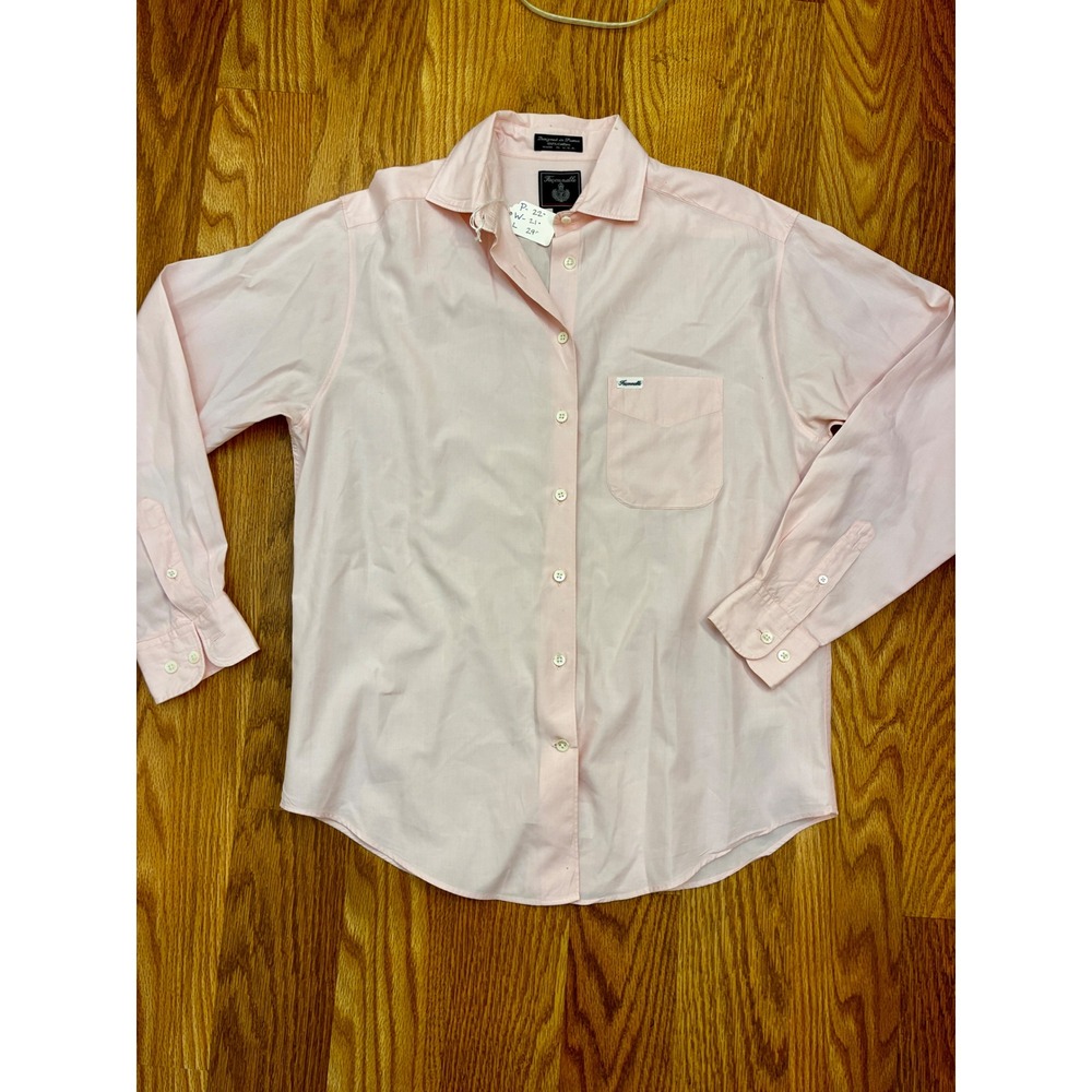 Faconnable Cotton Long Sleeve Button Down Old Money Preppy Shirt Small Pink